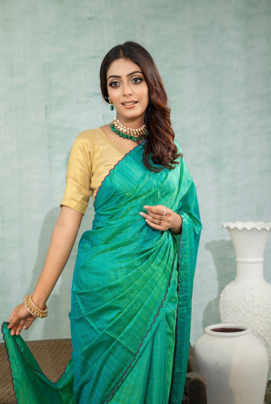 Chanderi Green Saree