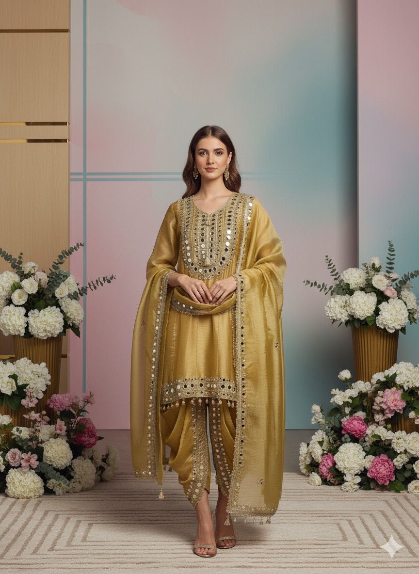 Golden Anarkali Dress