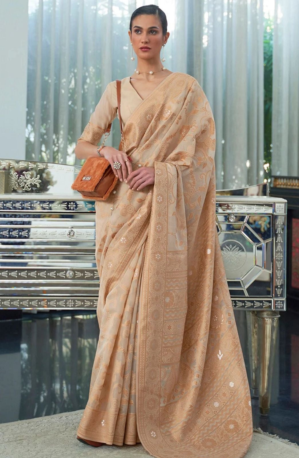 Golden Kanchiwaram saree