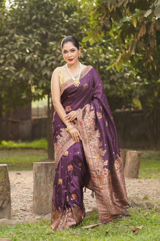 Purple Elephant Saree