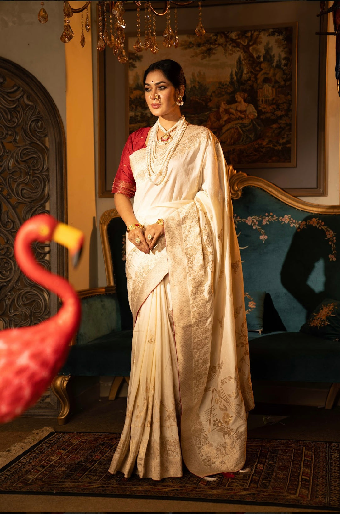 White Kanchiwaram Saree