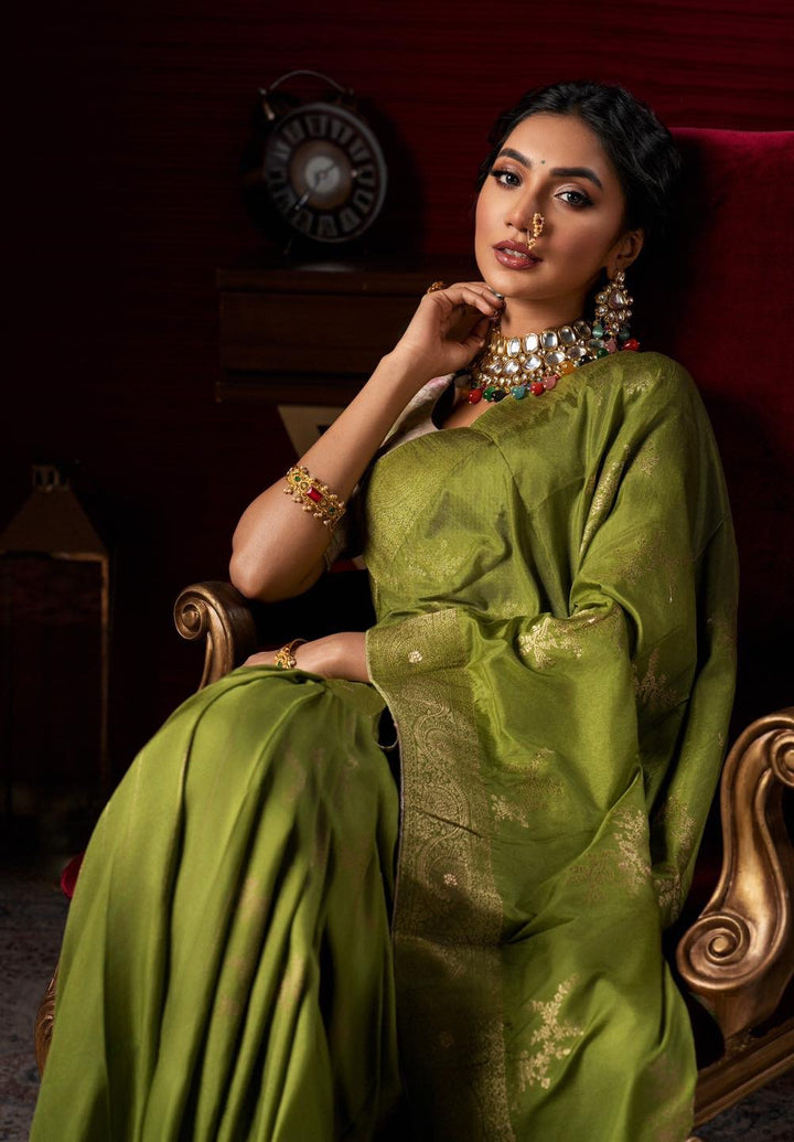 Parrot Green Saree