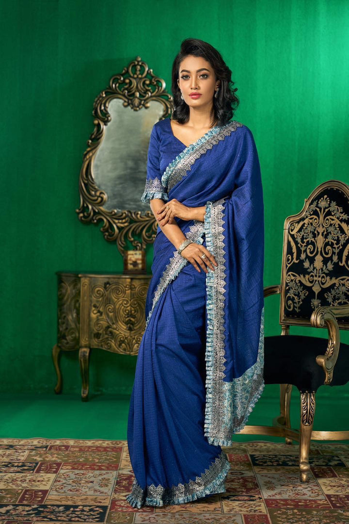 Blue Shiffon Saree