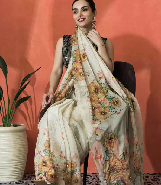 White Organza Saree