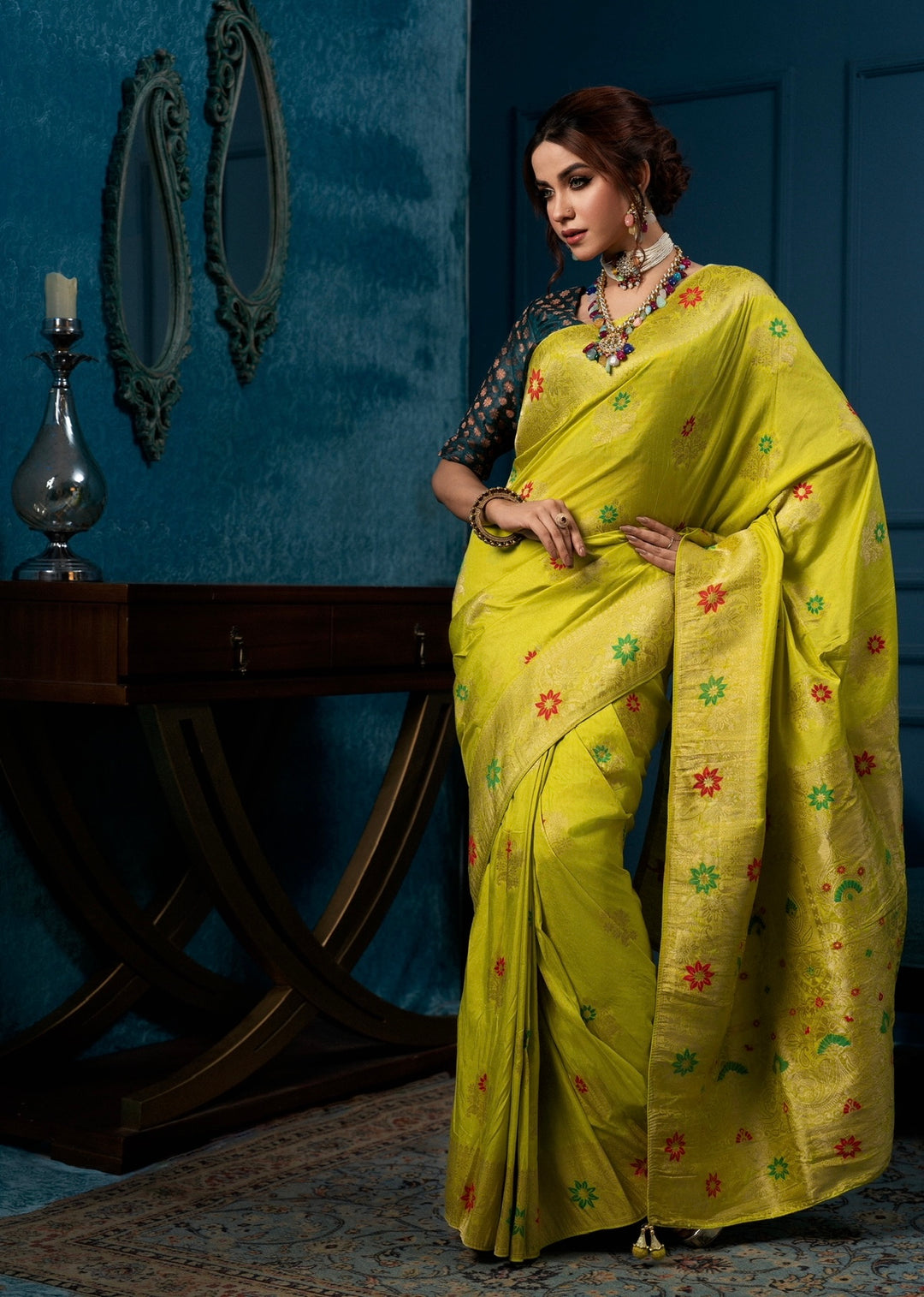 Lemon Green Saree