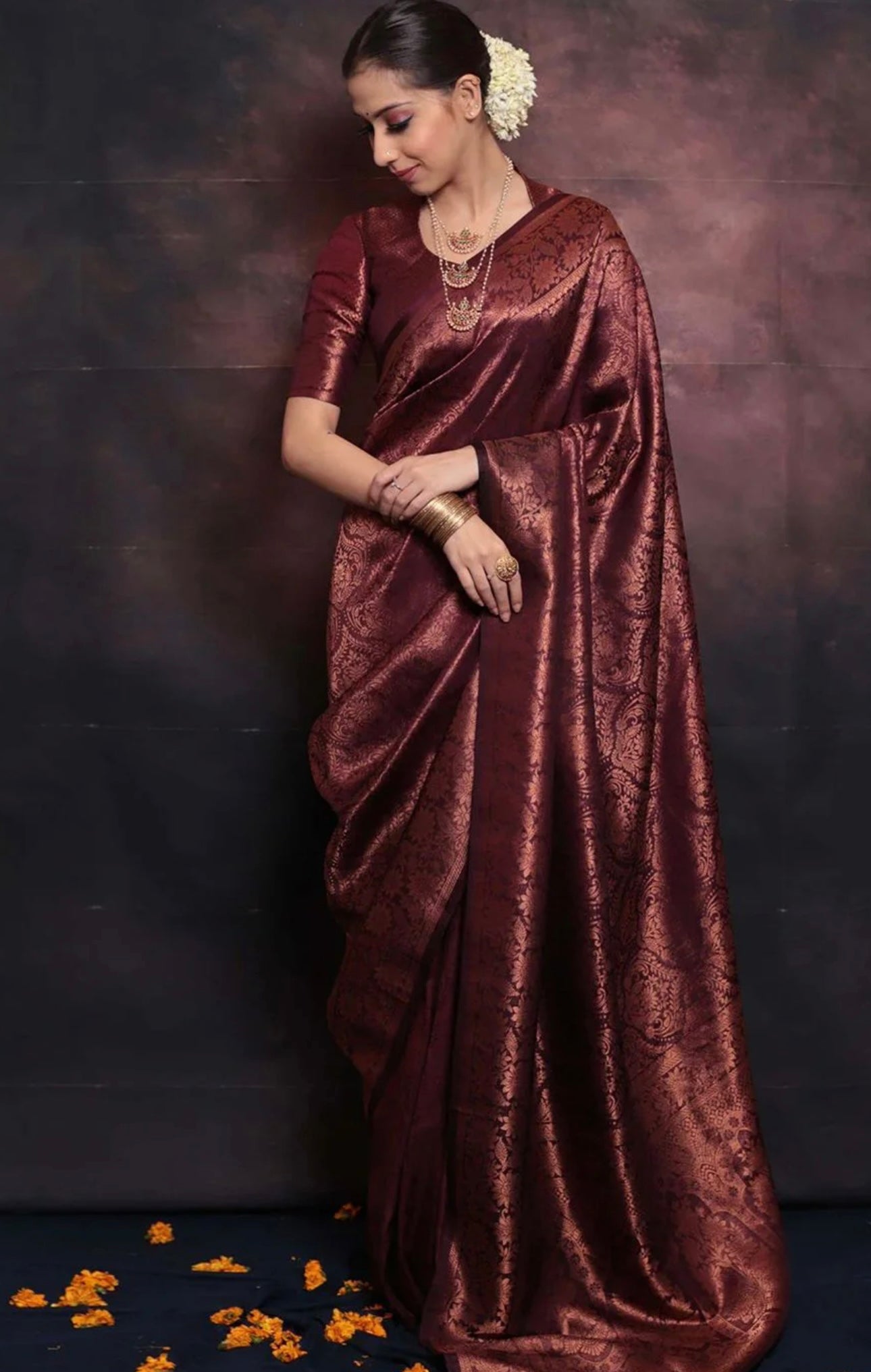 Maroon Kanchiwaram Saree