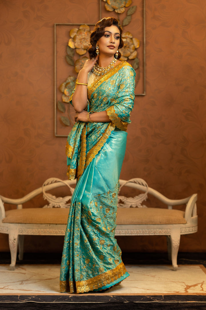 Turquoise saree