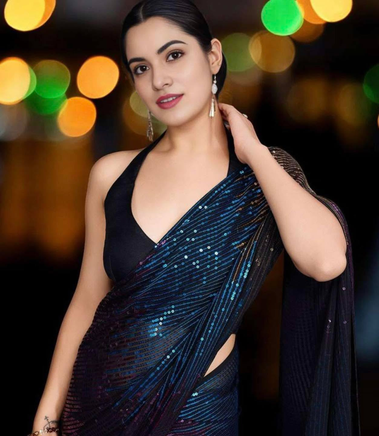 Blue Sequins Saree