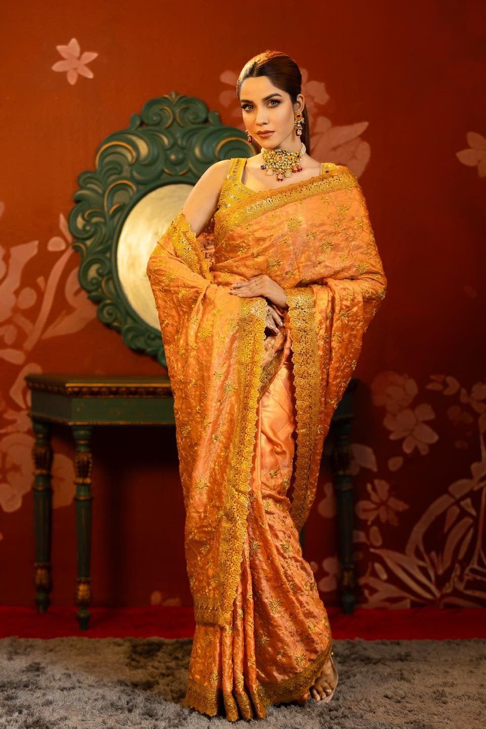 Peach saree