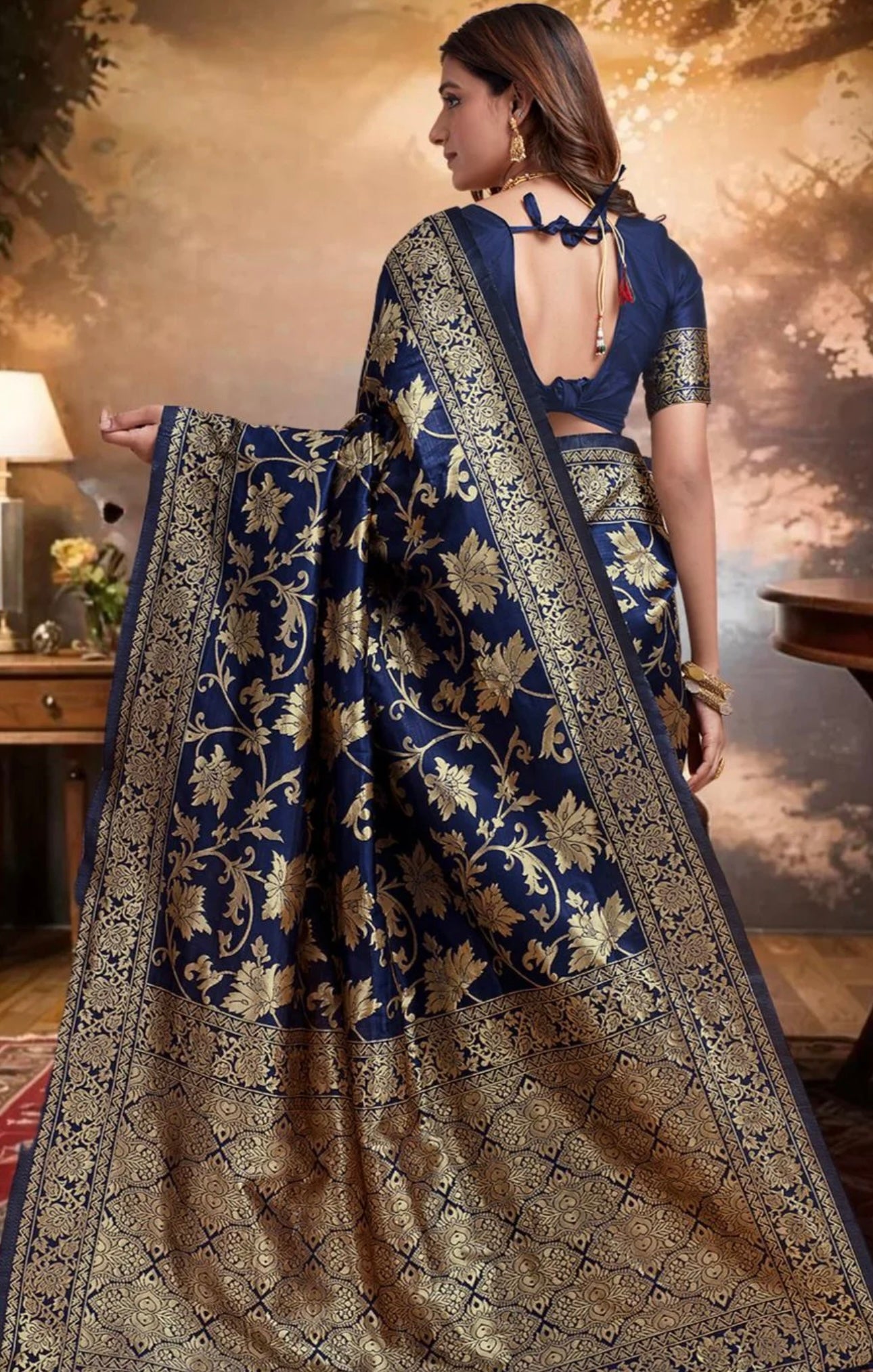 Blue Banarasi Silk Saree