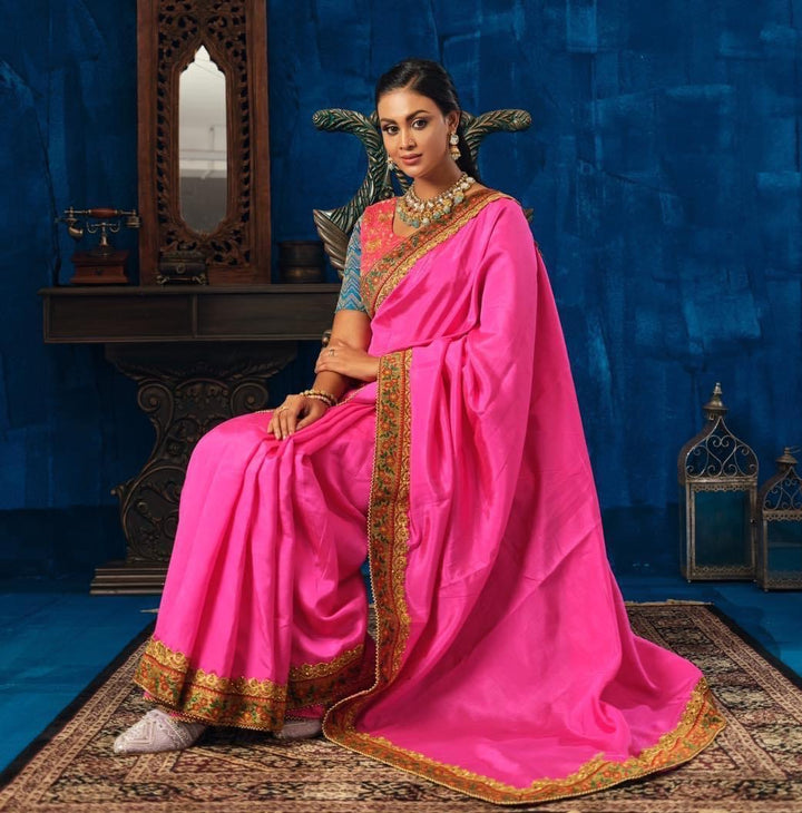 Hot pink Gadwal Saree