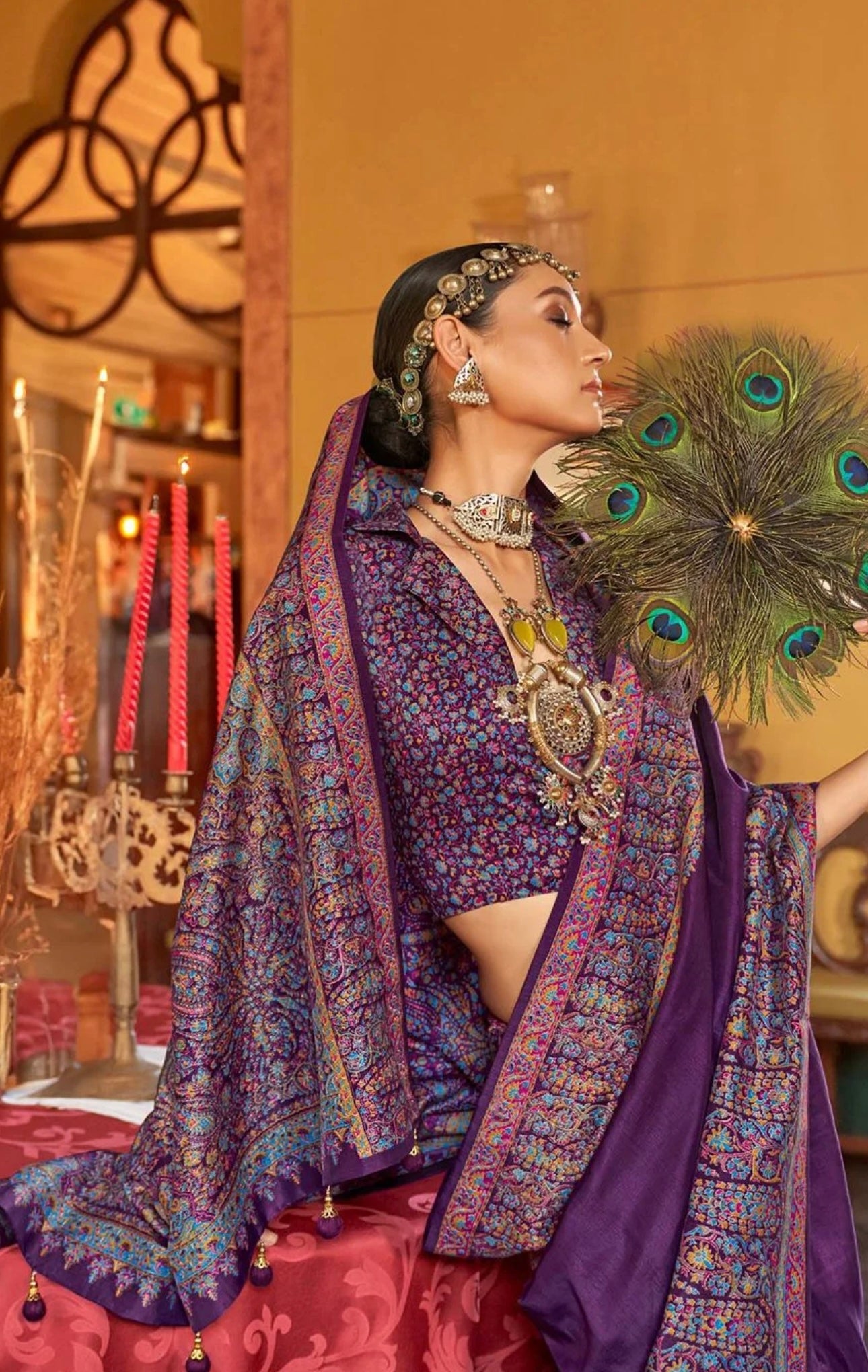 Purple Kani Silk Saree