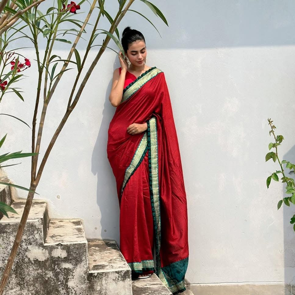 Red gadwal silk.