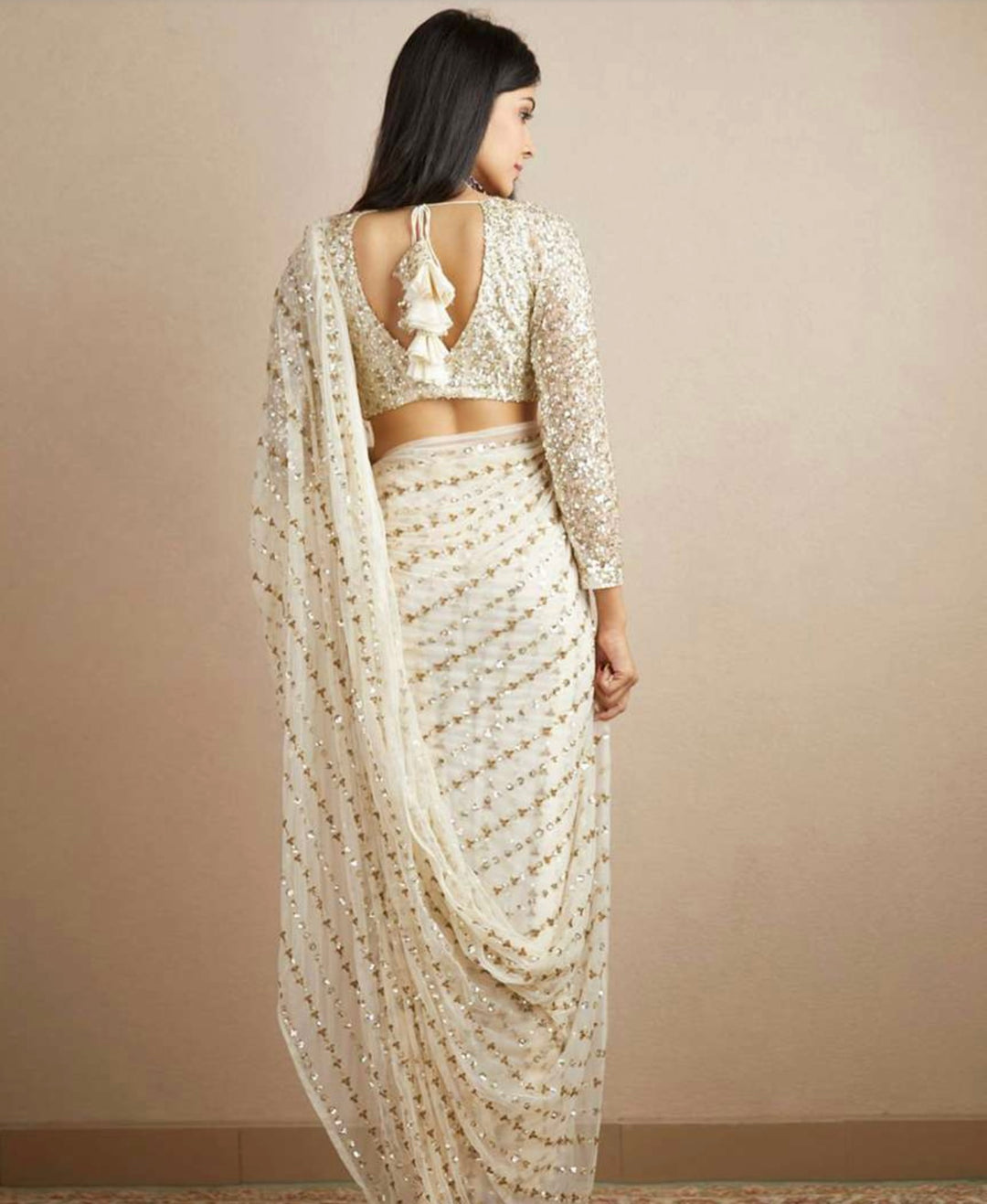 White Georgette sareee