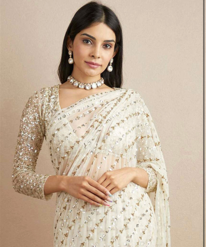 White Georgette sareee