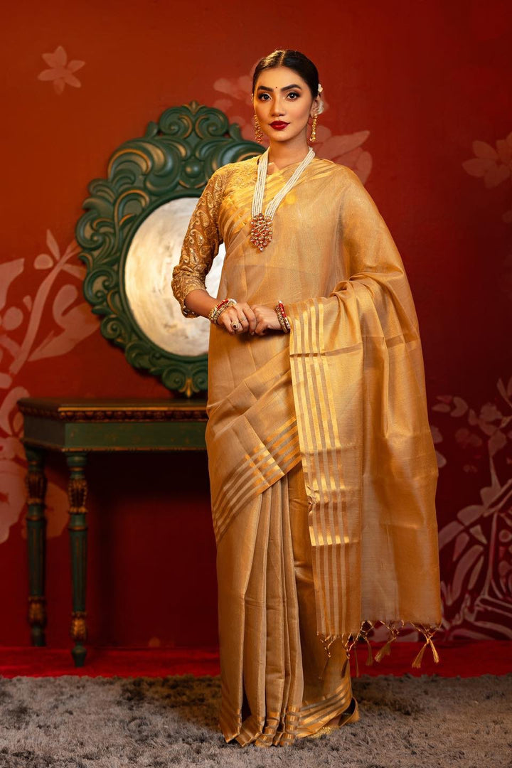 Beige Tussar Silk