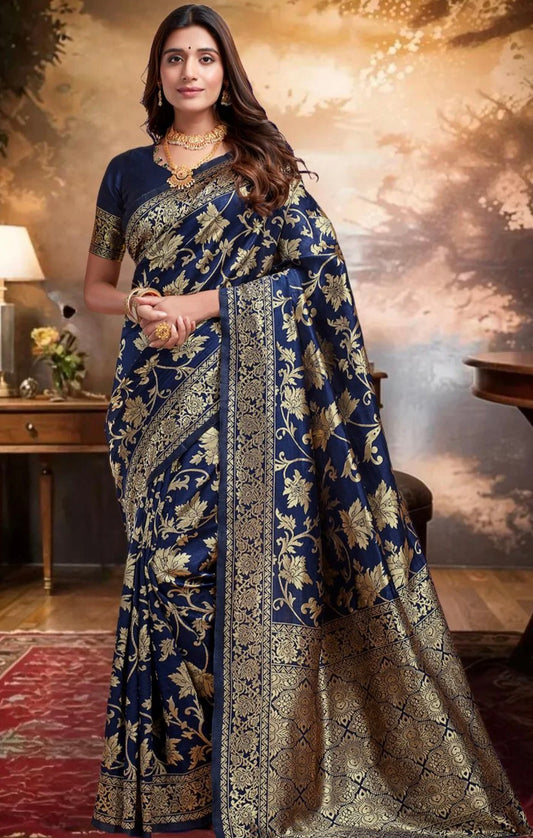 Blue Banarasi Silk Saree