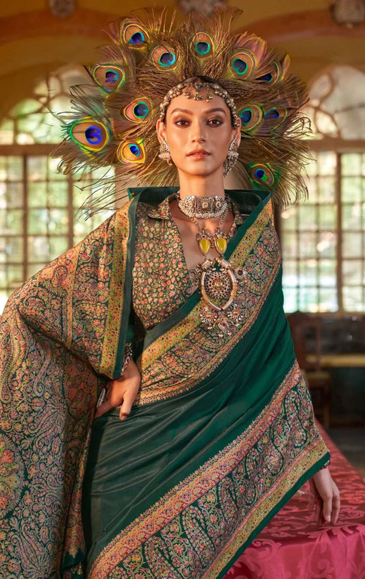 Deep Green Kani saree