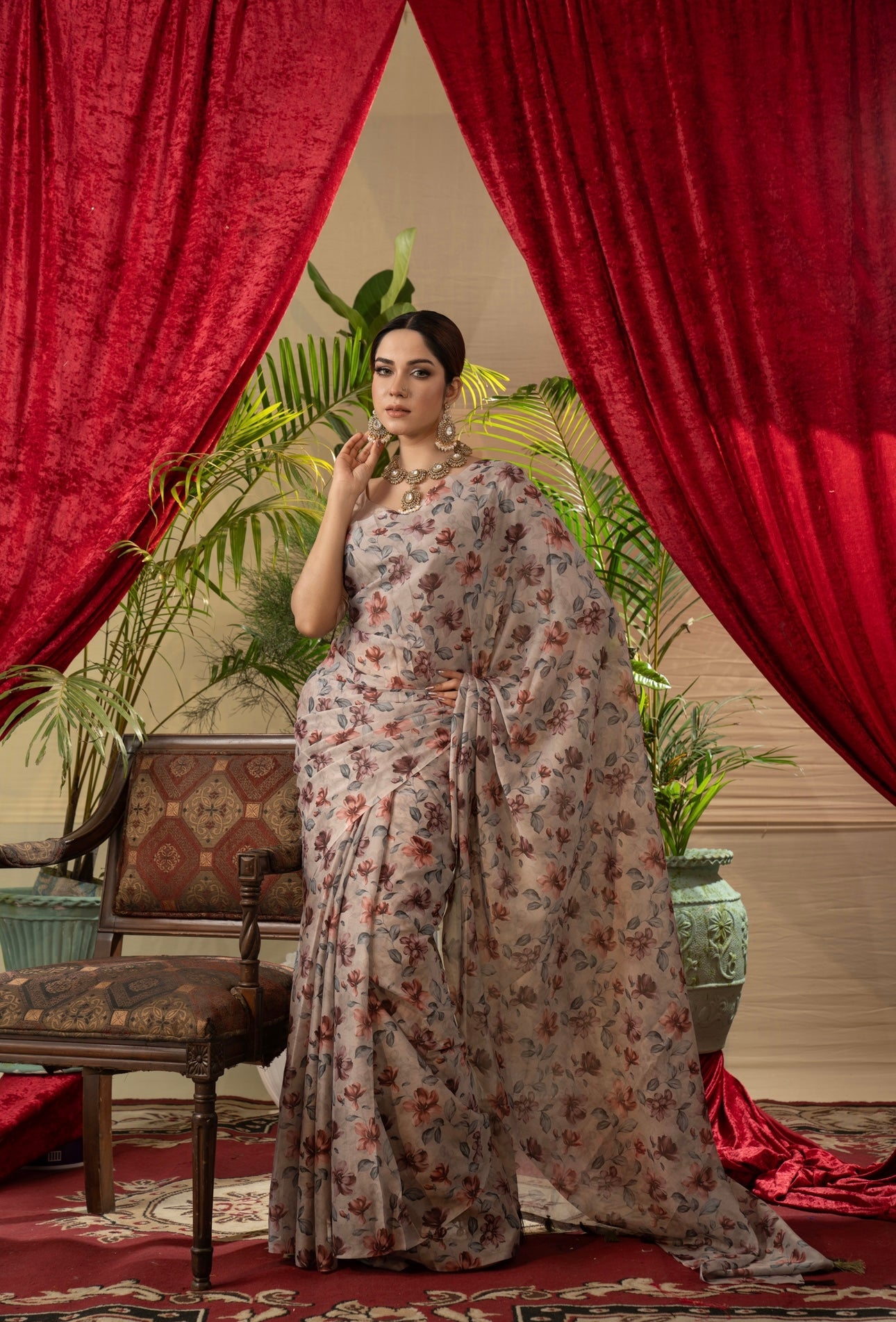 Off White Floral Saree