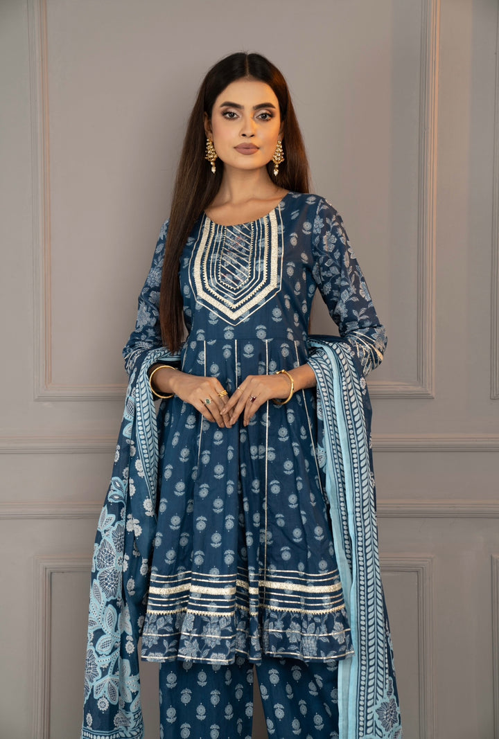 Blue cotton salwar kamiz