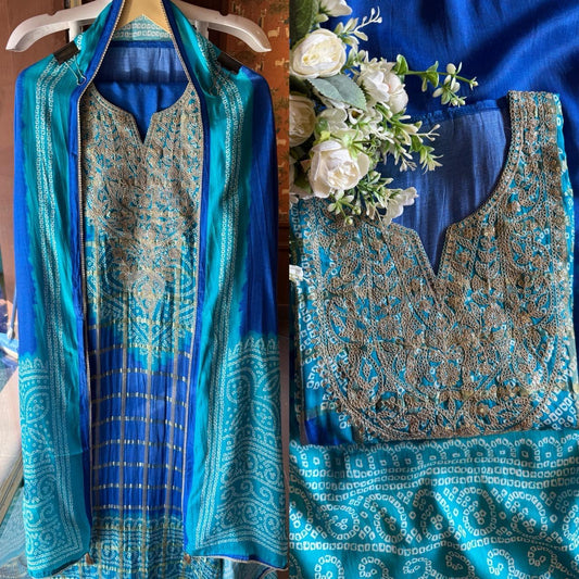 Blue Bandhej Dress