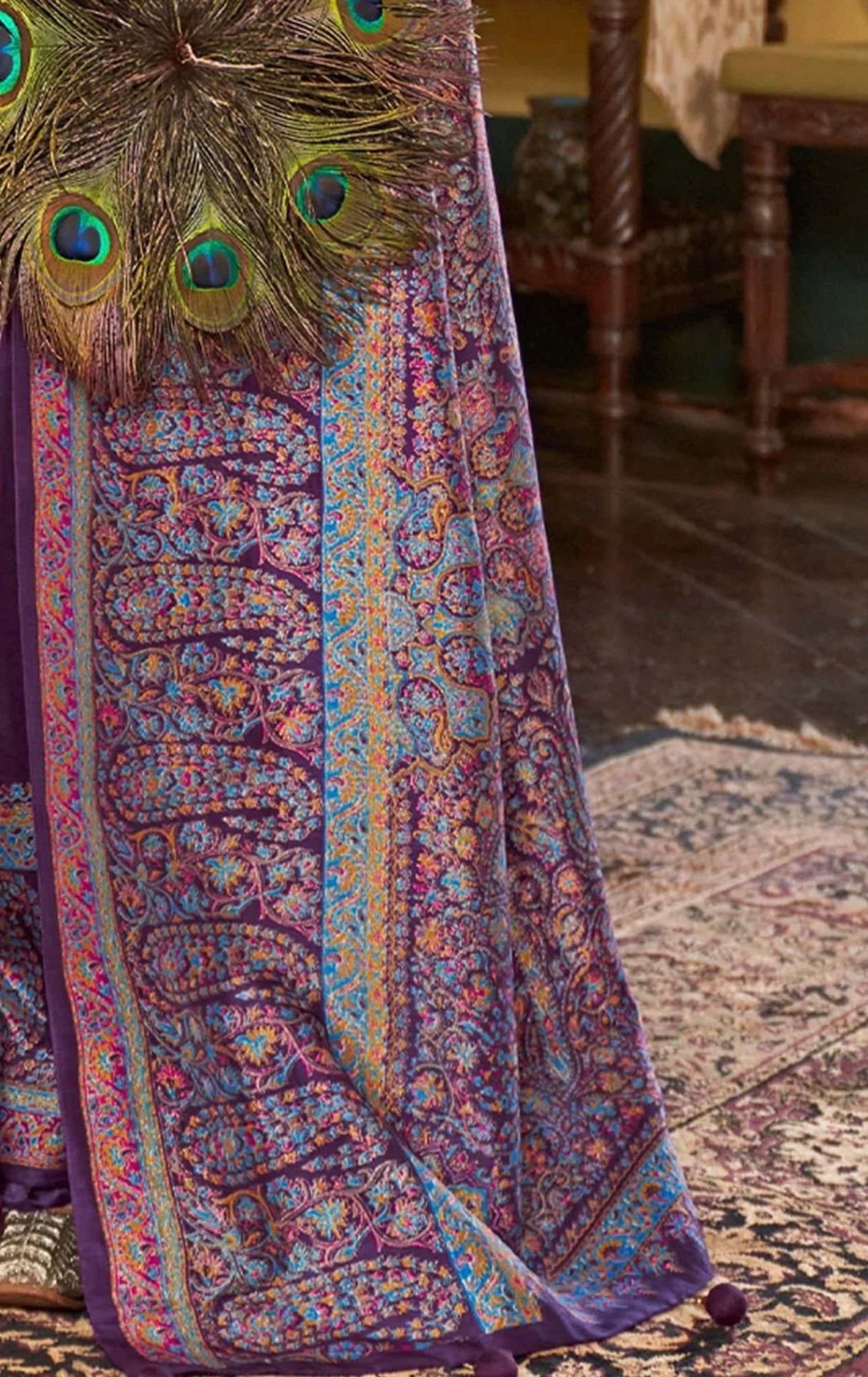 Purple Kani Silk Saree