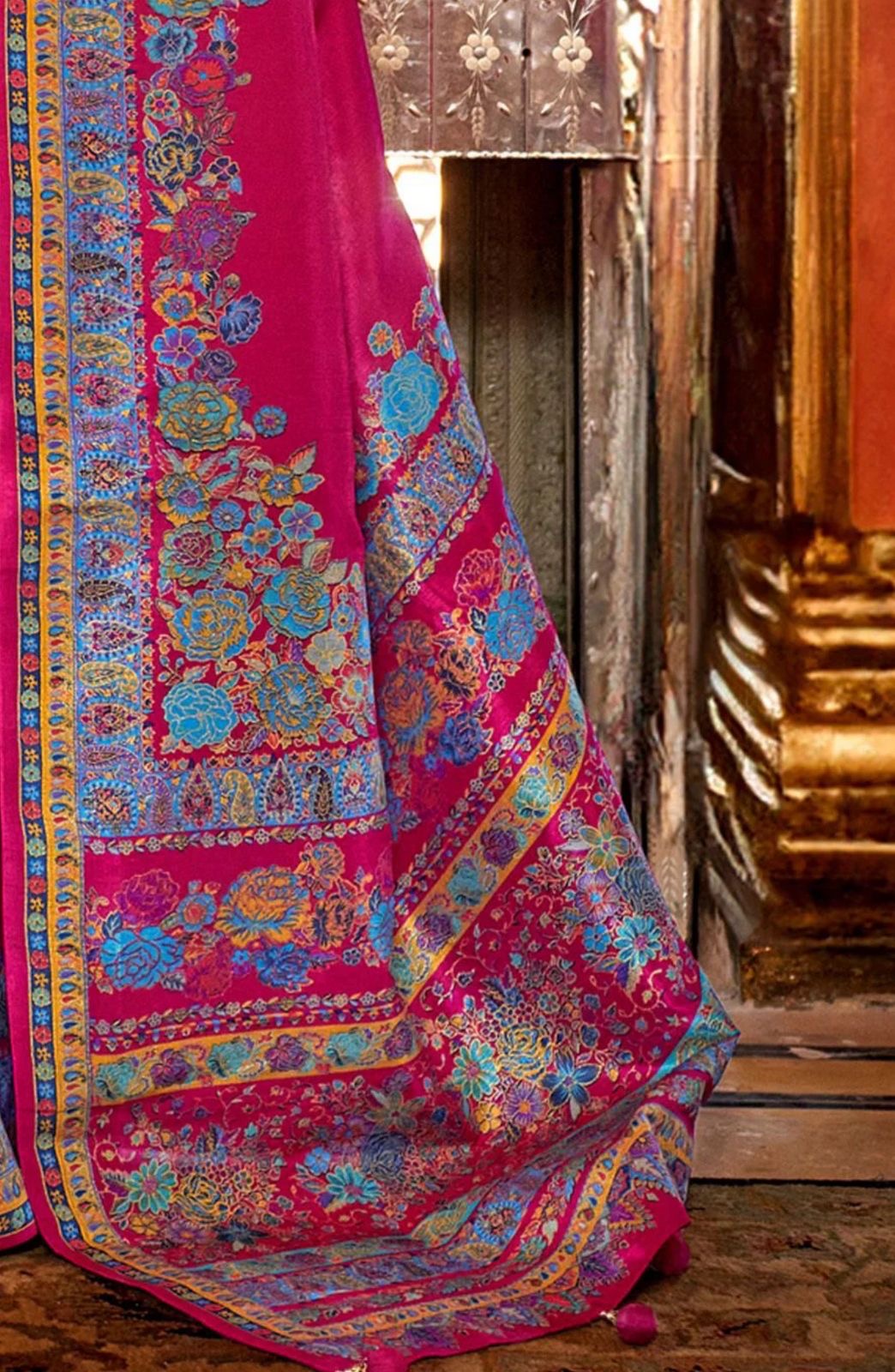 Hot Pink Banarasi saree