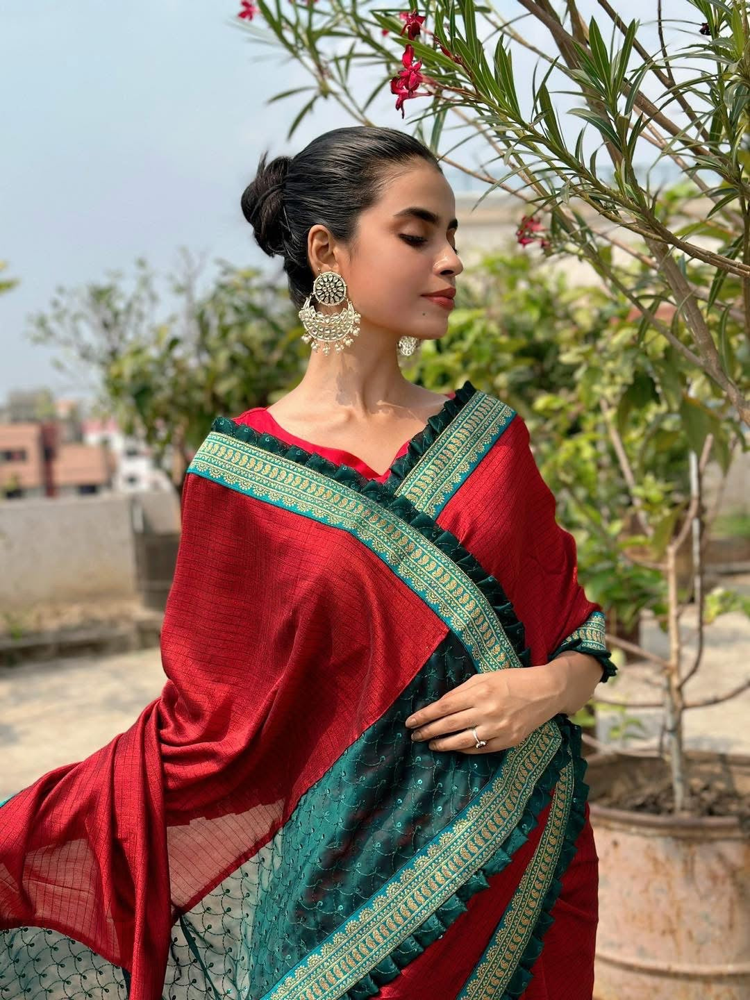 Red gadwal silk.