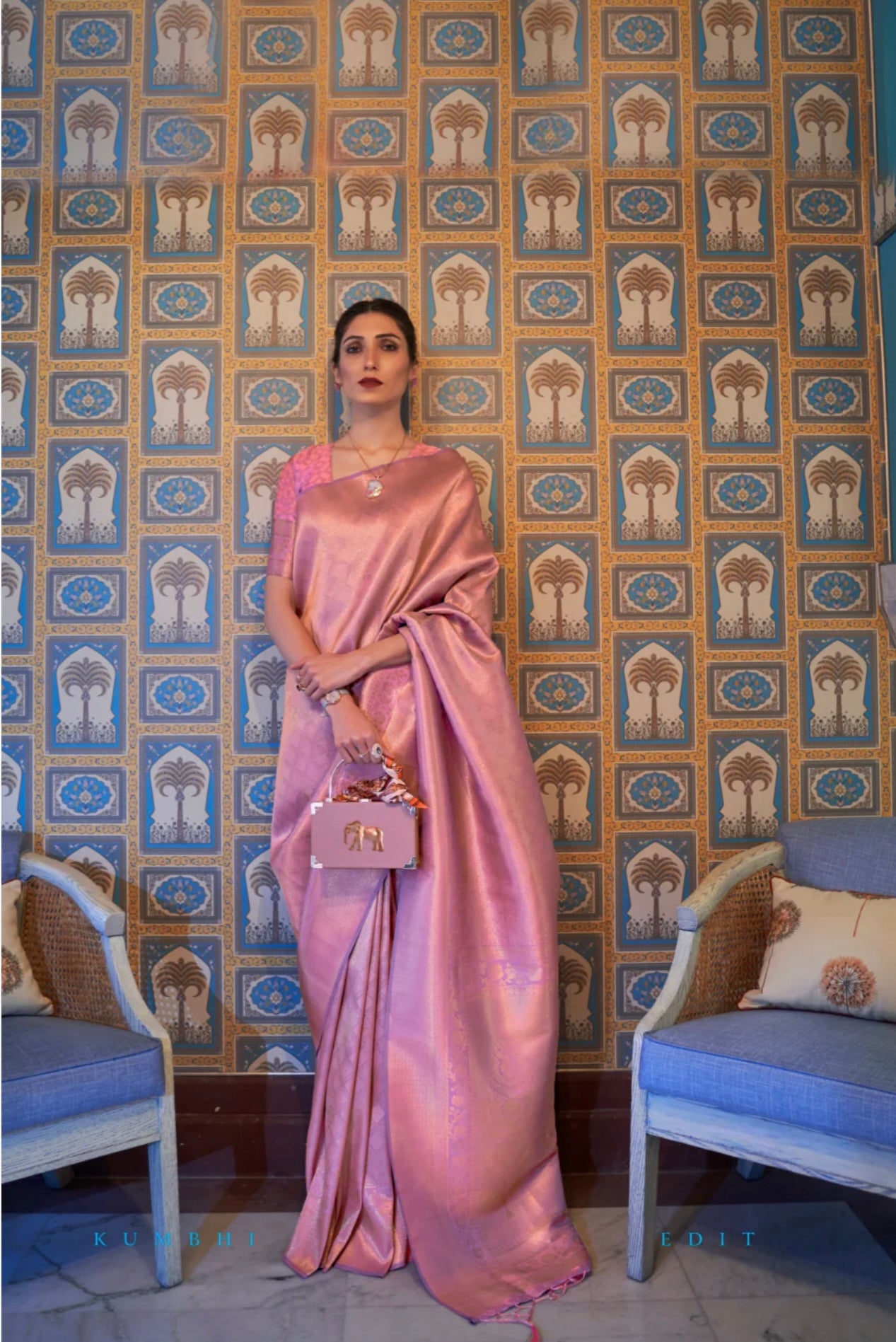 Pink Kamchiwaram Saree