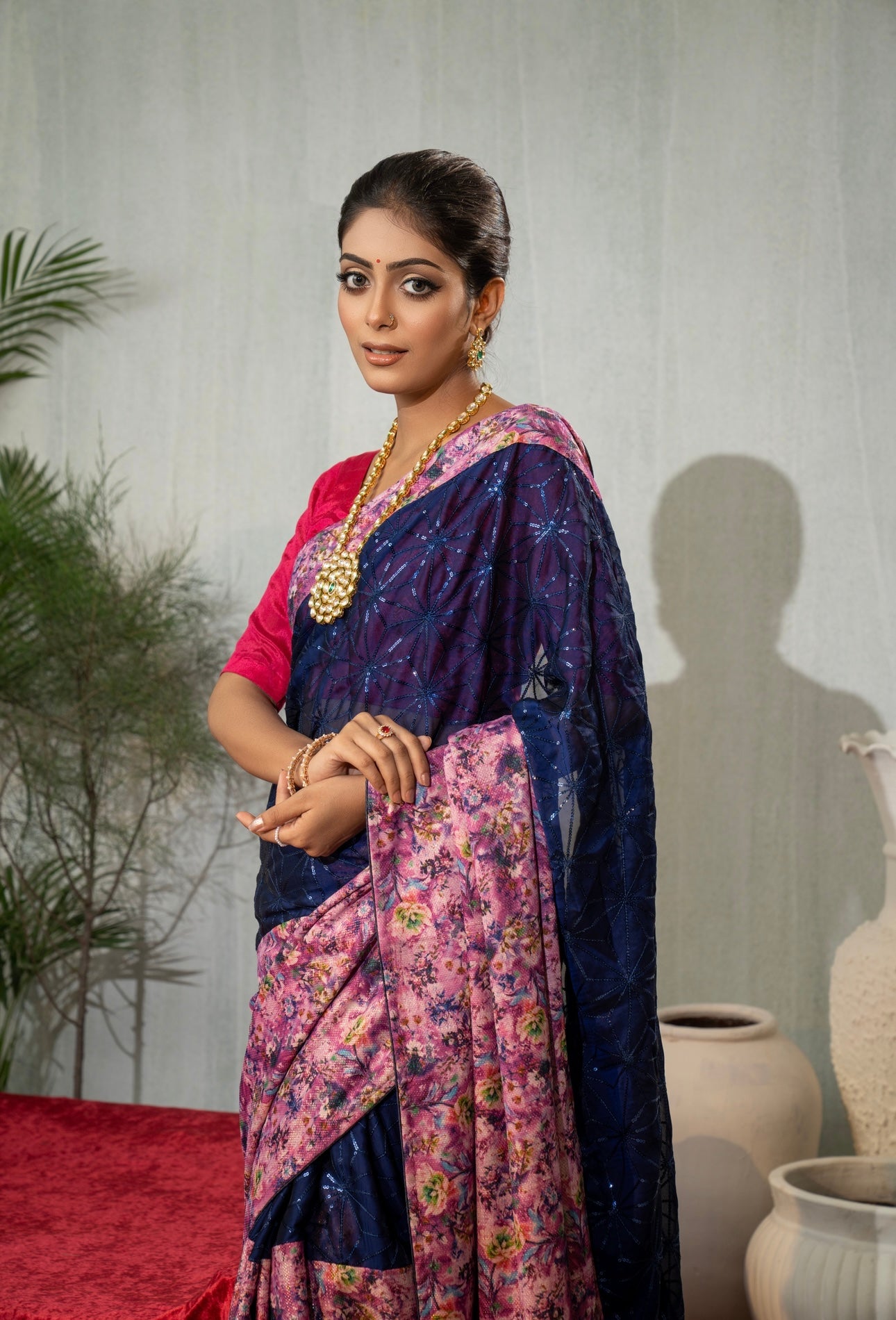 Purple Floral Kharchupi Saree