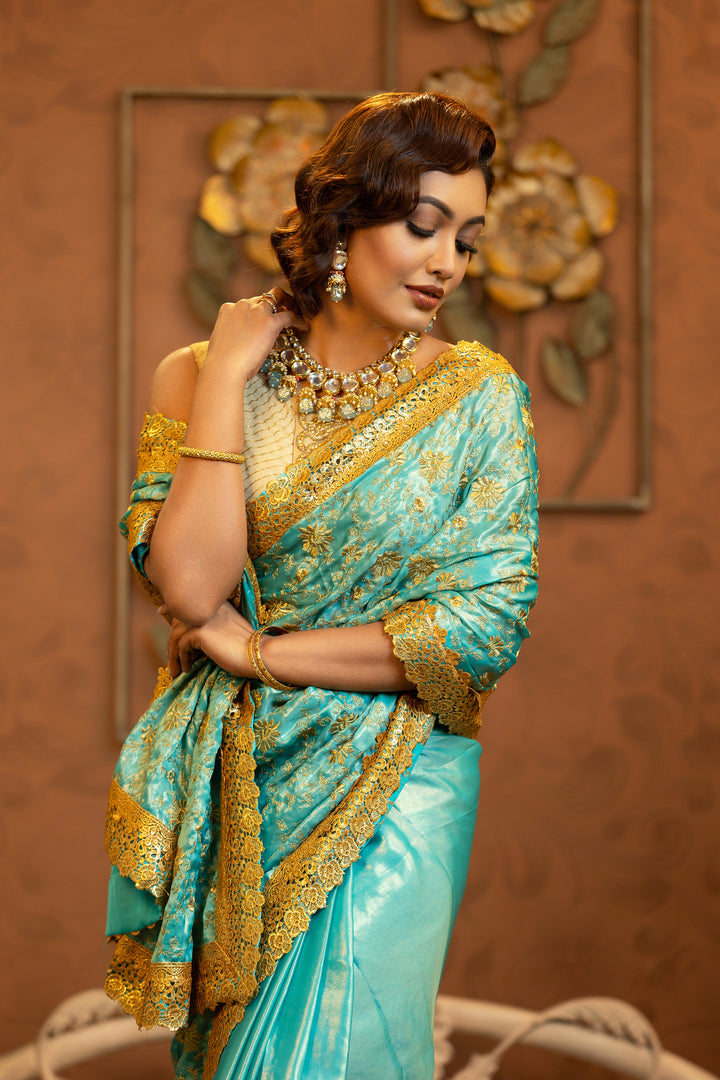 Turquoise saree