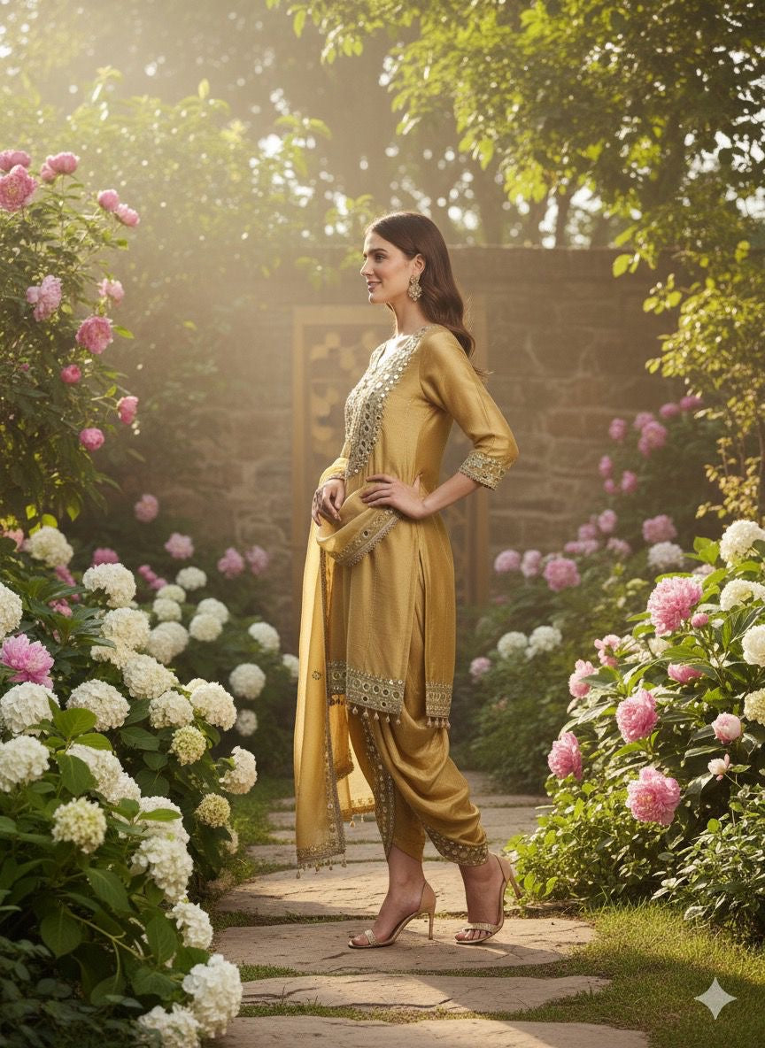 Golden Anarkali Dress