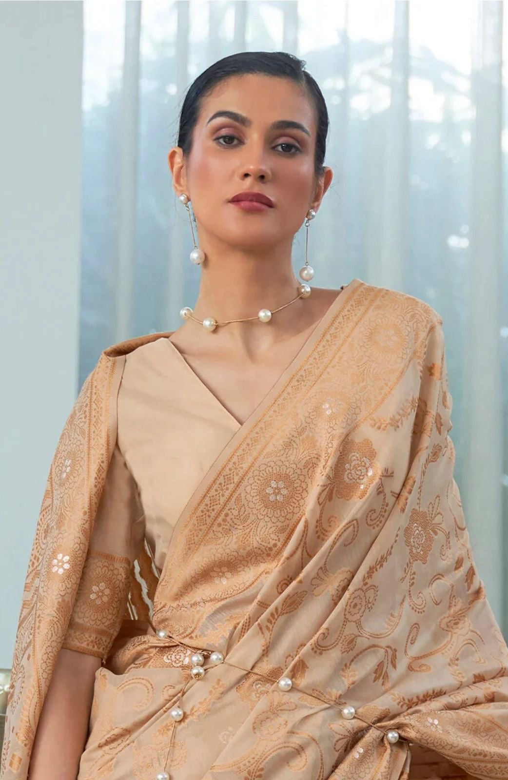 Golden Kanchiwaram saree