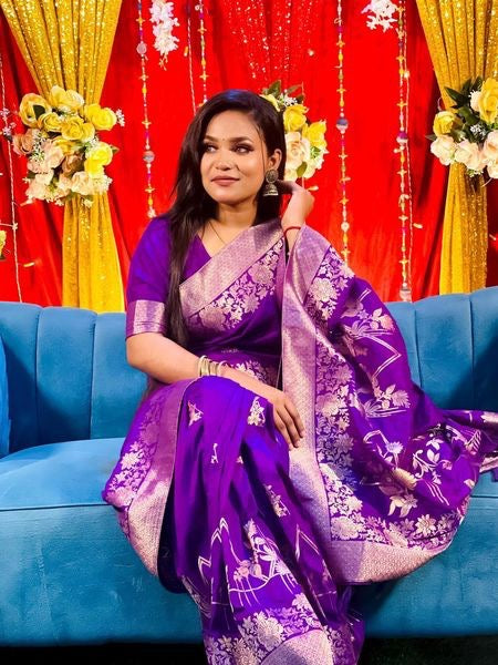 Purple Banarasi saree