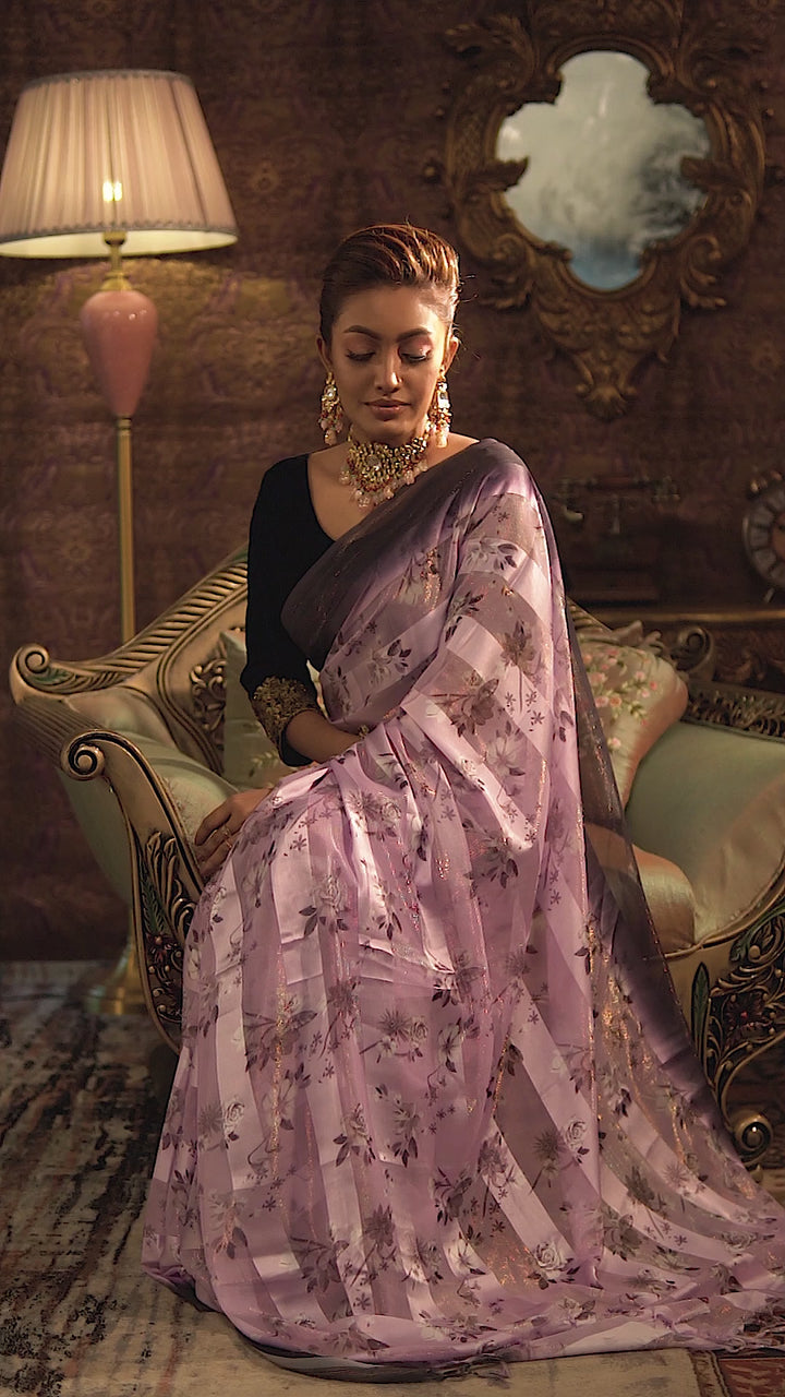 Lavender Floral Saree